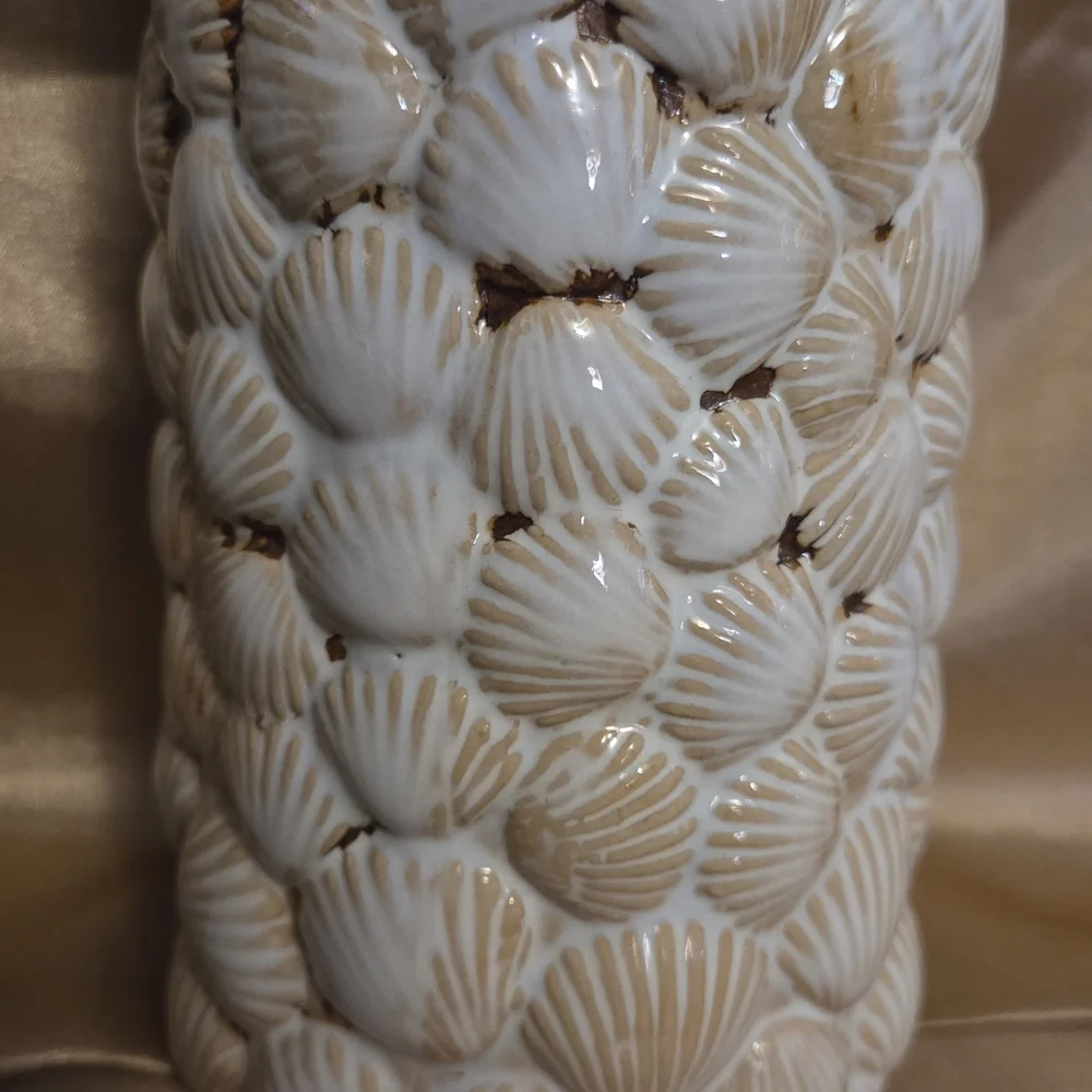 Coastal Seashell Encrusted Vase Home Decor Beach House Boho